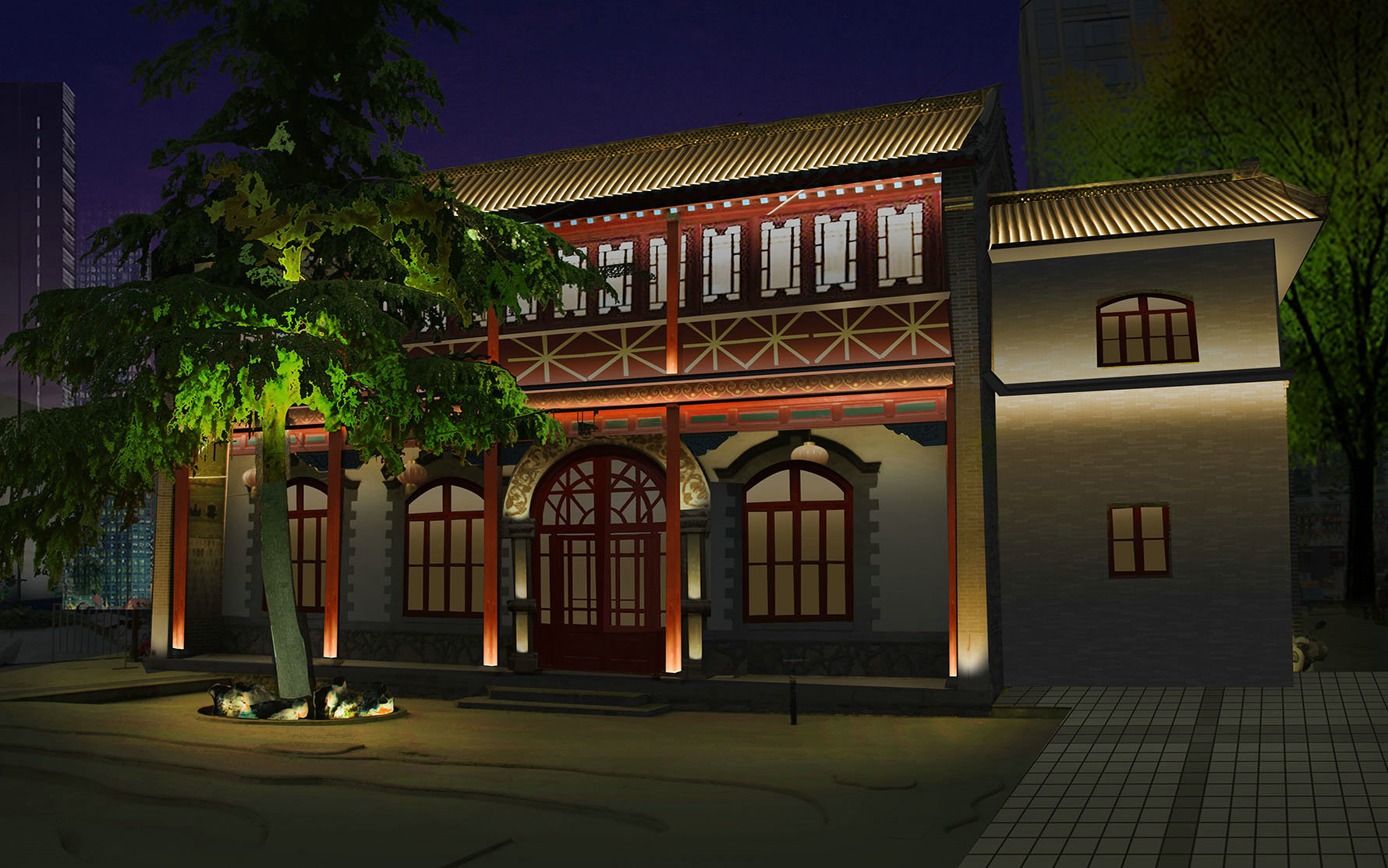 济南宽厚里金家大院亮化设计